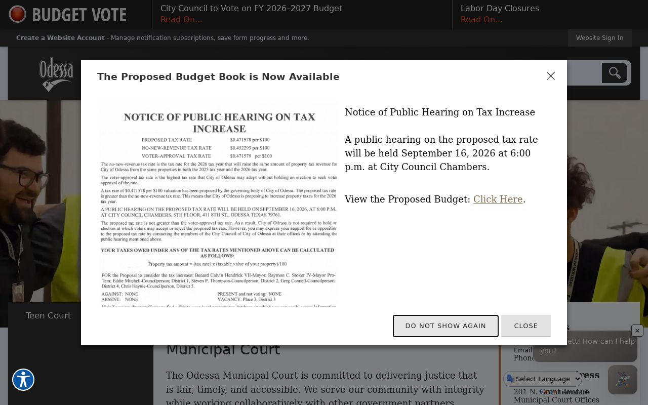 Odessa court records and Municipal Court docket source