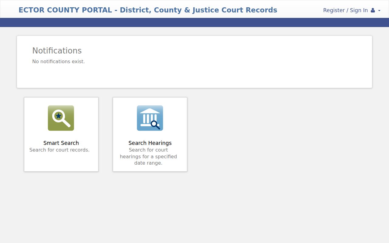 Ector County Odyssey Public Portal landing page